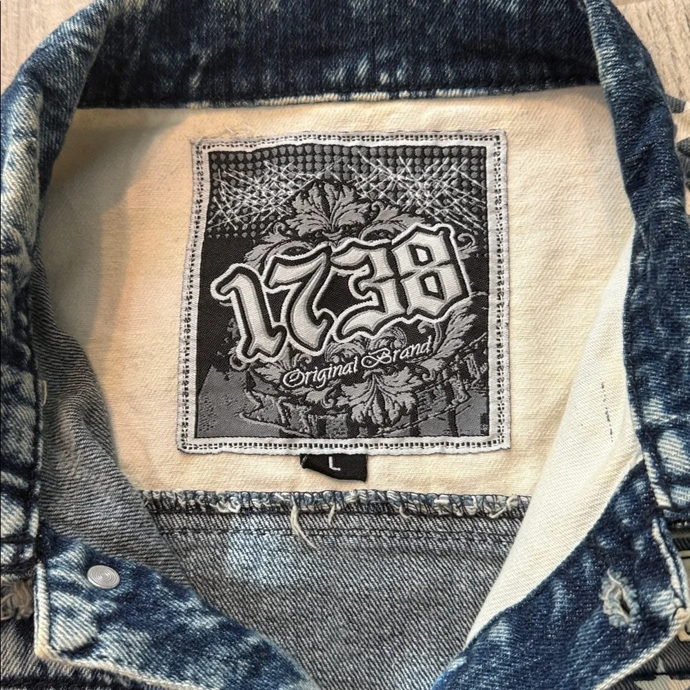 Vintage 1738 Original Brand American Flag‎ Denim Jacket Sz Large - Picture 7 of 11